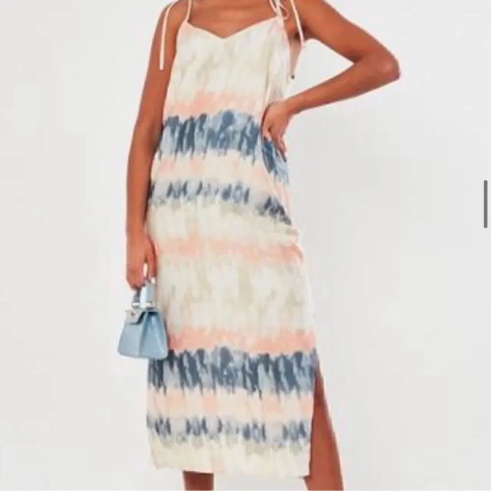 NWT Missguided Pink Tie Dye Satin Midi Dress - size 6